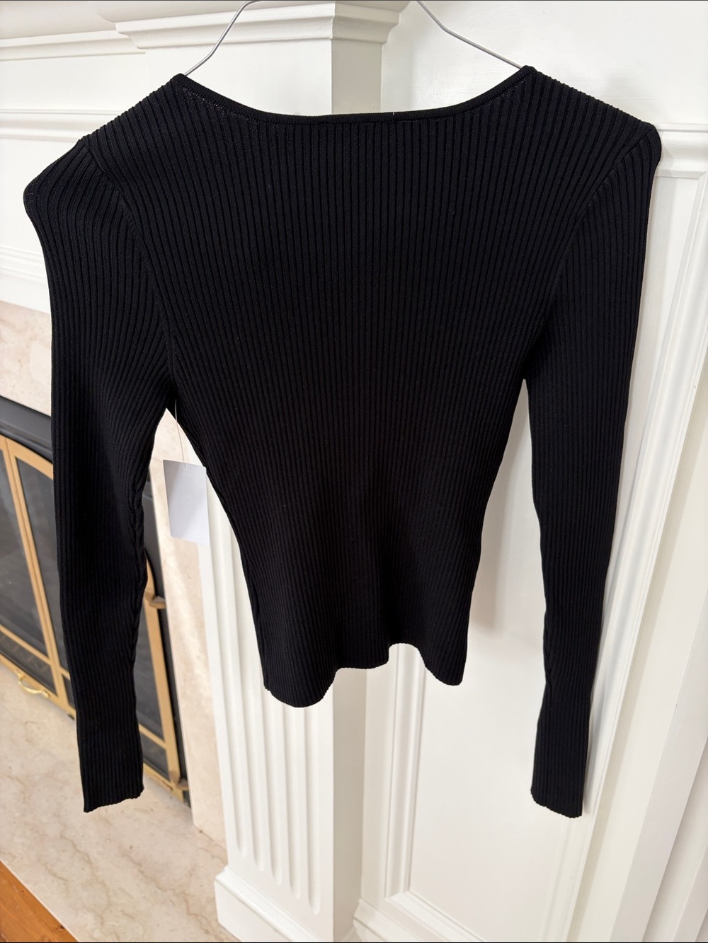 Good American Black Ribbed Zip Front Long Sleeve Top - Picture 2 of 2